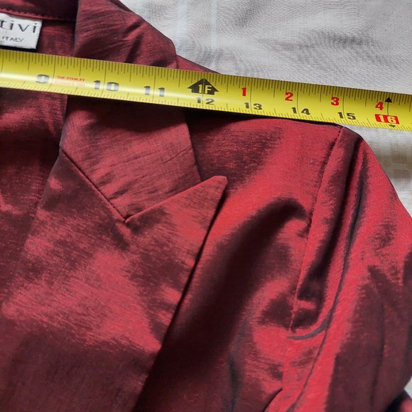 Motivi Made in Italy Burgundy Iridescent Blazer and Slacks Suit Set, Sz US6/FR38 - Picture 10 of 16